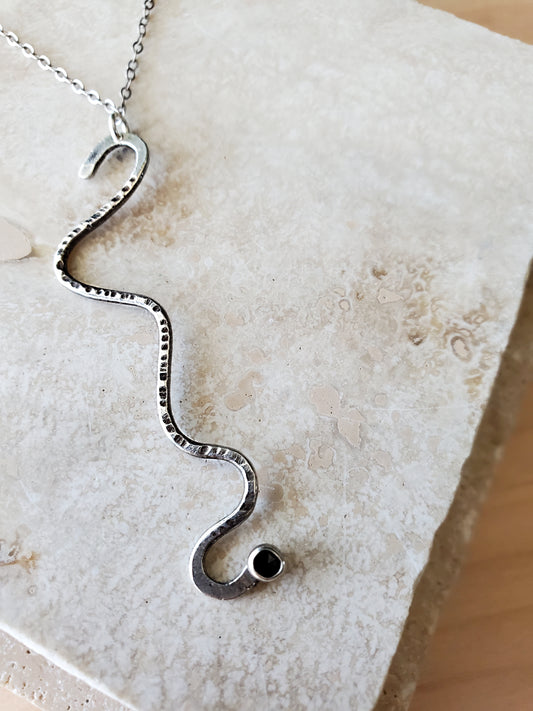 Snake Necklace with Onyx